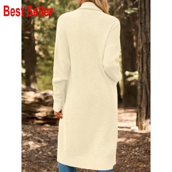 Oversized Long Cardigan Sweater Elegant Minimal Chic Winter Coat Open Front - Picture 5 of 8